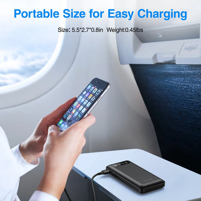 20000Mah Power Bank Portable Charger with Cables, USB Fast Charging for Phone