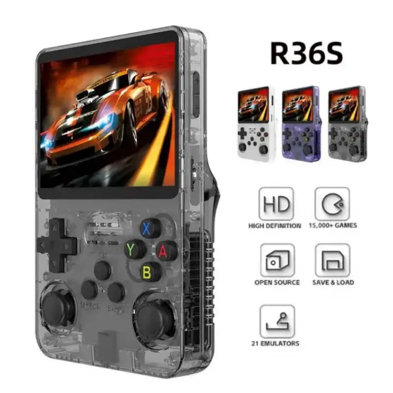 R36S Retro Handheld Video Game Console 3.5Inch IPS Screen Player Kid Portable Pocket Video Player 64GB 10000+ Games Linux System